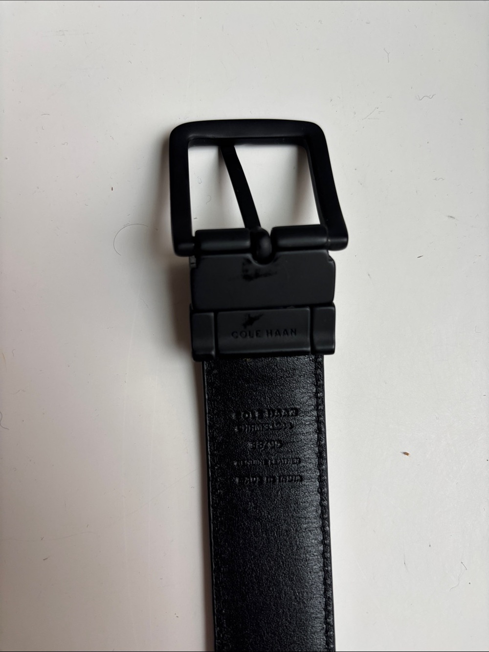 Cole Haan Reversible Black Leather Men’s Belt with Matte Black Buckle